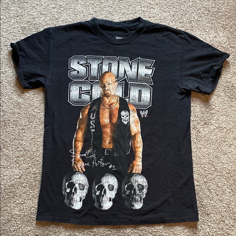 WWE Black Graphic T-Shirt Stone Cold Steve Austin men’s small